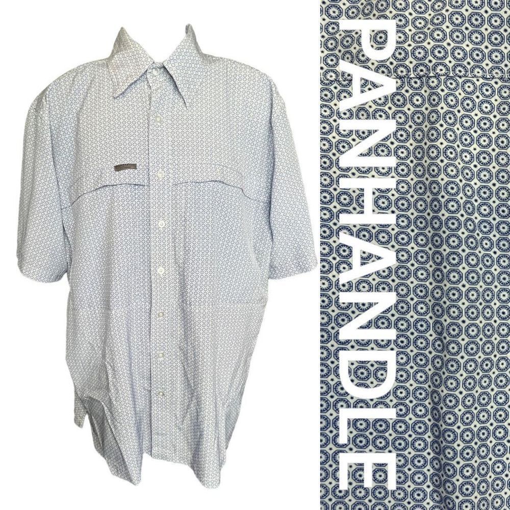 Panhandle Performance Men's Vented Button-Up Fishing Shirt Gray Size Large